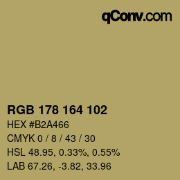 カラーコード: RGB 178 164 102 | qconv.com