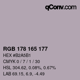 颜色代码: RGB 178 165 177 | qconv.com