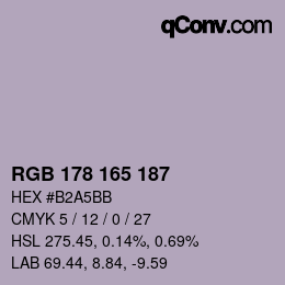 Color code: RGB 178 165 187 | qconv.com