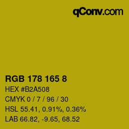 カラーコード: RGB 178 165 8 | qconv.com
