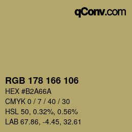 Color code: RGB 178 166 106 | qconv.com