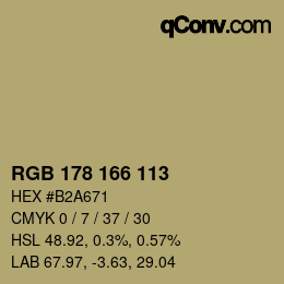 Color code: RGB 178 166 113 | qconv.com
