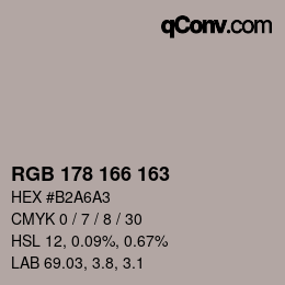 Color code: RGB 178 166 163 | qconv.com