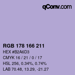 Farbcode: RGB 178 166 211 | qconv.com