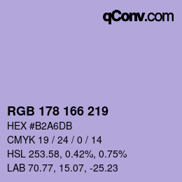 Color code: RGB 178 166 219 | qconv.com