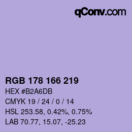 颜色代码: RGB 178 166 219 | qconv.com