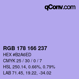 Color code: RGB 178 166 237 | qconv.com