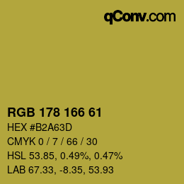 Color code: RGB 178 166 61 | qconv.com