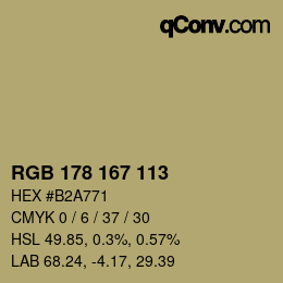カラーコード: RGB 178 167 113 | qconv.com