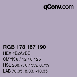 Color code: RGB 178 167 190 | qconv.com