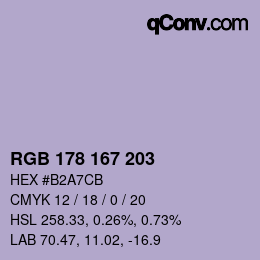 Código de color: RGB 178 167 203 | qconv.com