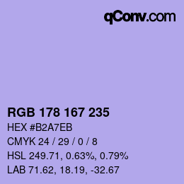 カラーコード: RGB 178 167 235 | qconv.com