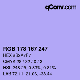 Color code: RGB 178 167 247 | qconv.com