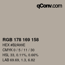 Color code: RGB 178 169 158 | qconv.com