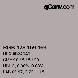 Color code: RGB 178 169 169 | qconv.com