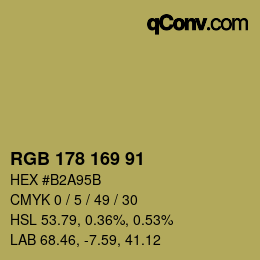 Código de color: RGB 178 169 91 | qconv.com