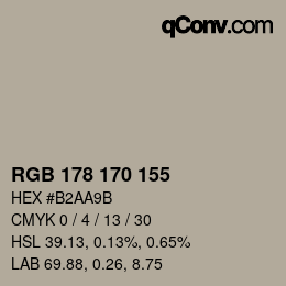 Color code: RGB 178 170 155 | qconv.com