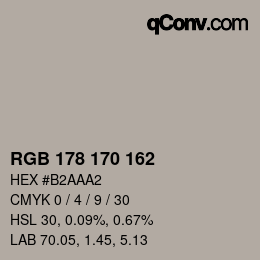 Color code: RGB 178 170 162 | qconv.com
