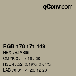 颜色代码: RGB 178 171 149 | qconv.com