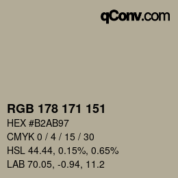 Farbcode: RGB 178 171 151 | qconv.com