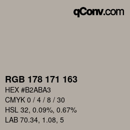 Color code: RGB 178 171 163 | qconv.com