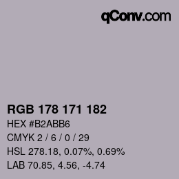 Color code: RGB 178 171 182 | qconv.com