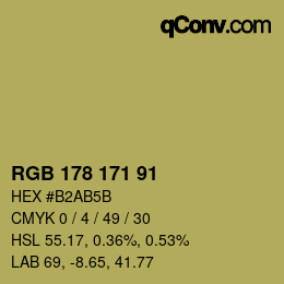 Color code: RGB 178 171 91 | qconv.com