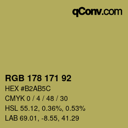 カラーコード: RGB 178 171 92 | qconv.com