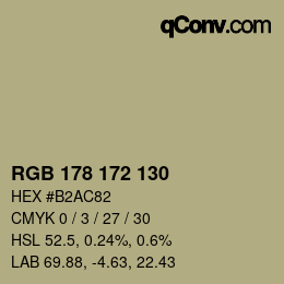 Color code: RGB 178 172 130 | qconv.com