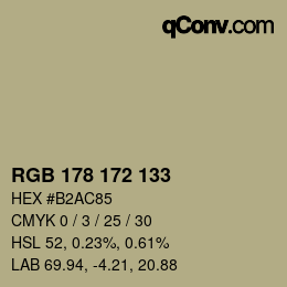 カラーコード: RGB 178 172 133 | qconv.com