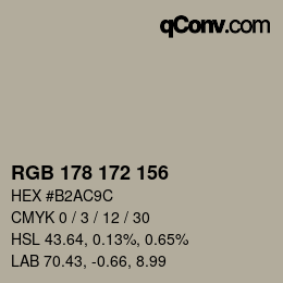 カラーコード: RGB 178 172 156 | qconv.com