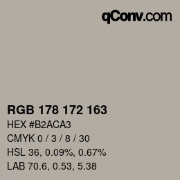 Color code: RGB 178 172 163 | qconv.com