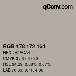カラーコード: RGB 178 172 164 | qconv.com