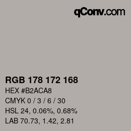 カラーコード: RGB 178 172 168 | qconv.com