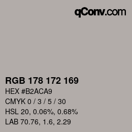 Color code: RGB 178 172 169 | qconv.com