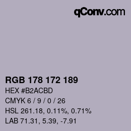 Color code: RGB 178 172 189 | qconv.com