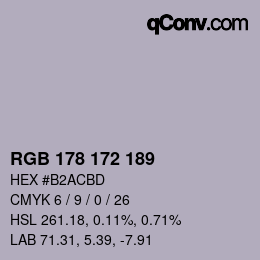 颜色代码: RGB 178 172 189 | qconv.com