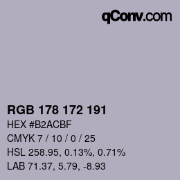 カラーコード: RGB 178 172 191 | qconv.com