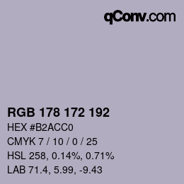 Farbcode: RGB 178 172 192 | qconv.com
