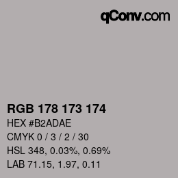 Color code: RGB 178 173 174 | qconv.com