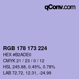 カラーコード: RGB 178 173 224 | qconv.com