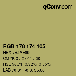 Color code: RGB 178 174 105 | qconv.com