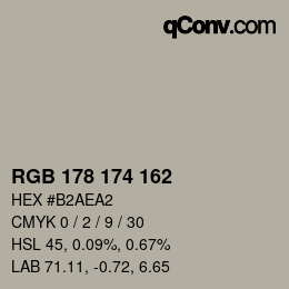 Color code: RGB 178 174 162 | qconv.com