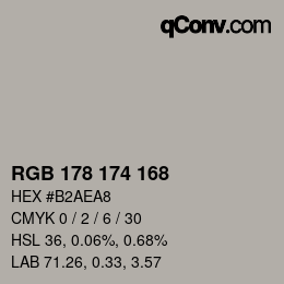 Código de color: RGB 178 174 168 | qconv.com