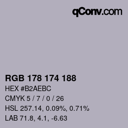 Color code: RGB 178 174 188 | qconv.com