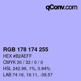 Color code: RGB 178 174 255 | qconv.com