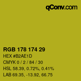 Color code: RGB 178 174 29 | qconv.com