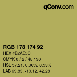 Color code: RGB 178 174 92 | qconv.com