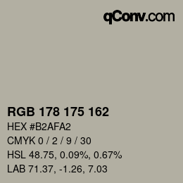Color code: RGB 178 175 162 | qconv.com