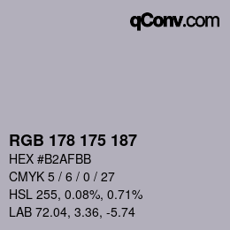 Color code: RGB 178 175 187 | qconv.com